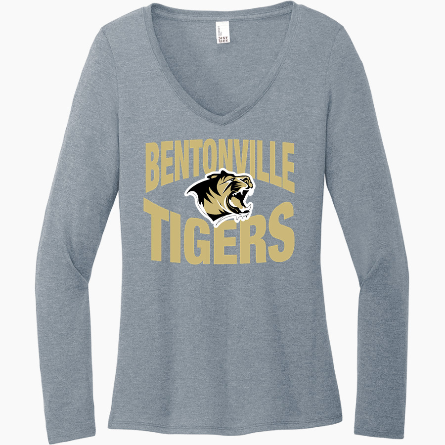 BENTONVILLE HIGH SCHOOL TIGERS <span class="pdp-name-mascot">BENTONVILLE TIGERS</span> District Women's Perfect Tri Long Sleeve V-Neck T-Shirt