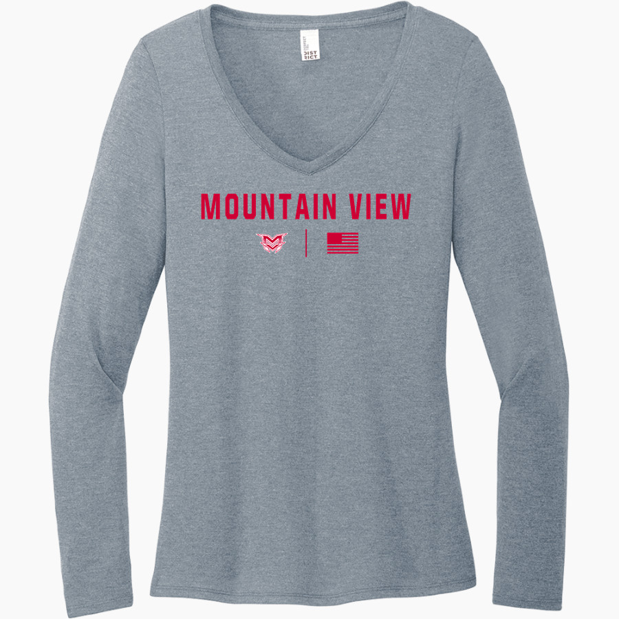 Mountain View Cougars <span class="pdp-name-mascot">Mountain View Cougars</span> District Women's Perfect Tri Long Sleeve V-Neck T-Shirt