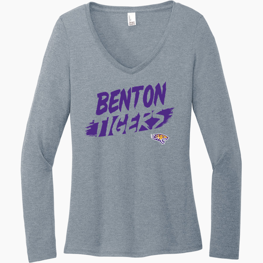 BENTON HIGH SCHOOL TIGERS District Women's Perfect Tri Long Sleeve V-Neck T-Shirt
