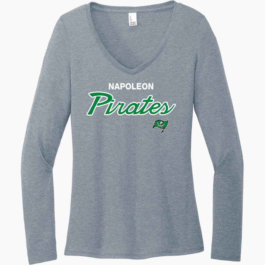 NAPOLEON HIGH SCHOOL PIRATES District Women's Perfect Tri Long Sleeve V-Neck T-Shirt
