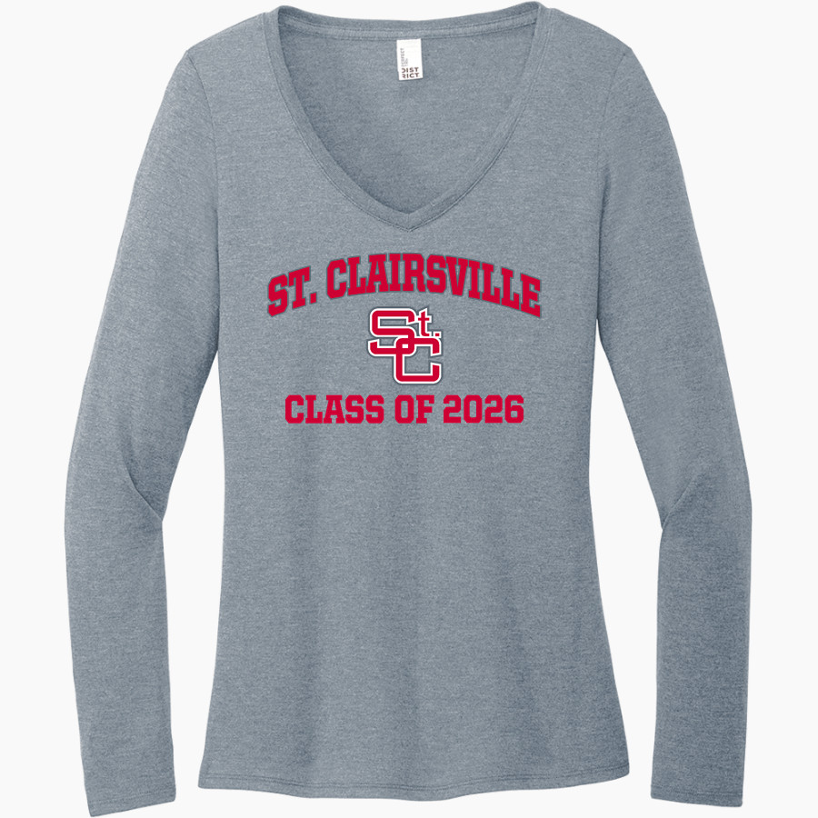 ST. CLAIRSVILLE HIGH SCHOOL RED DEVILS <span class="pdp-name-mascot">SAINT CLAIRSVILLE RED DEVILS</span> District Women's Perfect Tri Long Sleeve V-Neck T-Shirt