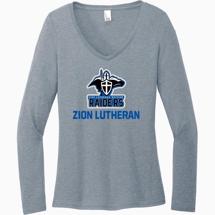 Zion Lutheran Raiders District Women's Perfect Tri Long Sleeve V-Neck T-Shirt