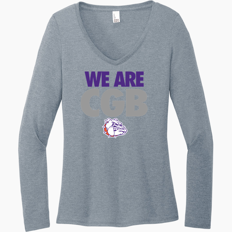 BEMENT MIDDLE SCHOOL BULLDOGS District Women's Perfect Tri Long Sleeve V-Neck T-Shirt