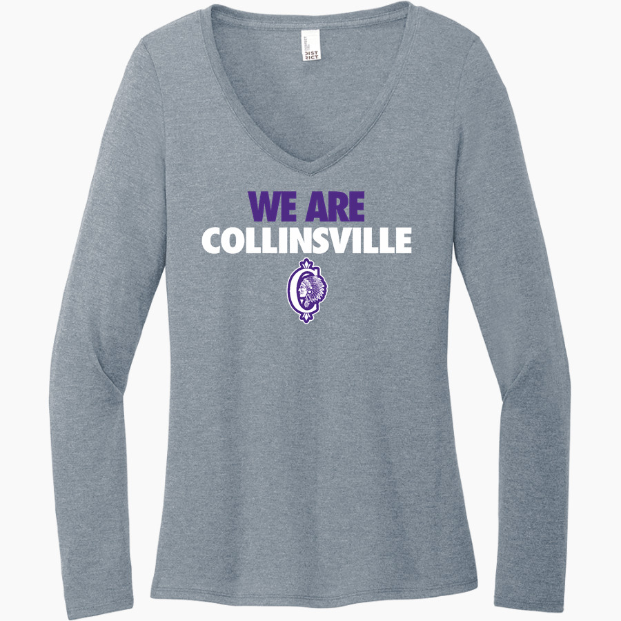 Collinsville Kahoks District Women's Perfect Tri Long Sleeve V-Neck T-Shirt