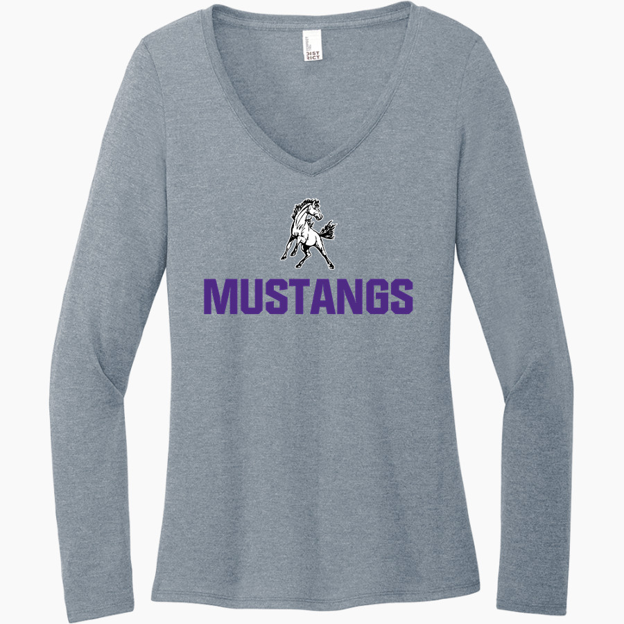 BENJAMIN HIGH SCHOOL MUSTANGS District Women's Perfect Tri Long Sleeve V-Neck T-Shirt