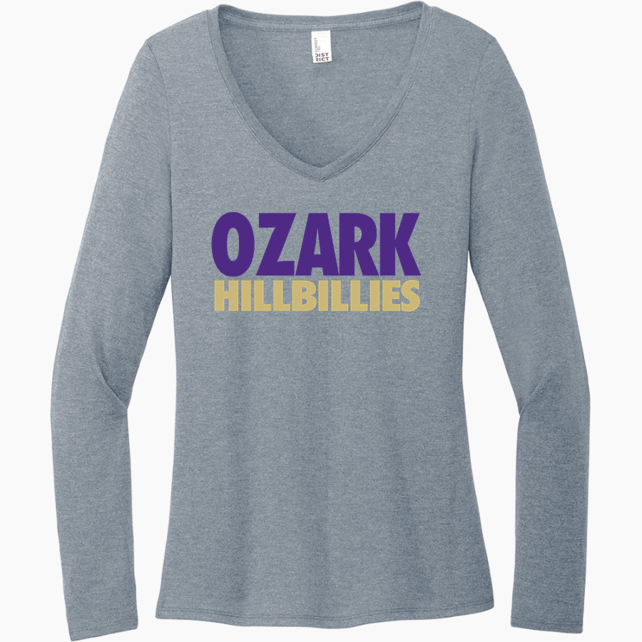 OZARK HIGH SCHOOL HILLBILLIES <span class="pdp-name-mascot">OZARK HILLBILLIES</span> District Women's Perfect Tri Long Sleeve V-Neck T-Shirt
