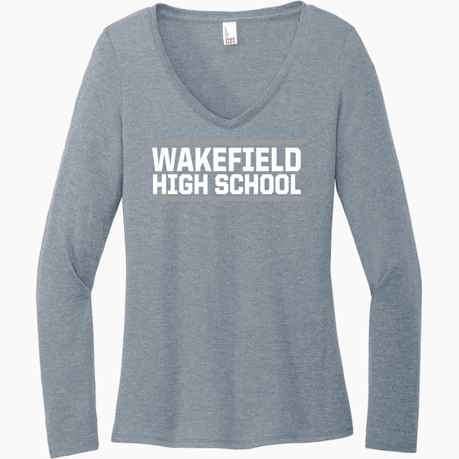 WAKEFIELD WOLVERINES official sideline store <span class="pdp-name-mascot">WAKEFIELD WOLVERINES</span> District Women's Perfect Tri Long Sleeve V-Neck T-Shirt