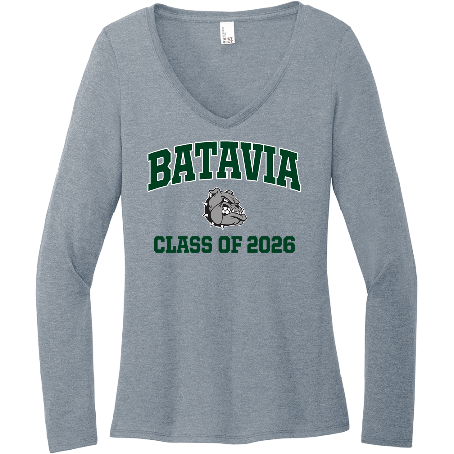 BATAVIA HIGH SCHOOL BULLDOGS <span class="pdp-name-mascot">BATAVIA BULLDOGS</span> District Women's Perfect Tri Long Sleeve V-Neck T-Shirt