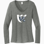 Breck Mustangs District Women's Perfect Tri Long Sleeve V-Neck T-Shirt Front Thumbnail