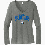 Aurora University Spartans Online Store <span class="pdp-name-mascot">Aurora Spartans</span> District Women's Perfect Tri Long Sleeve V-Neck T-Shirt Front Thumbnail