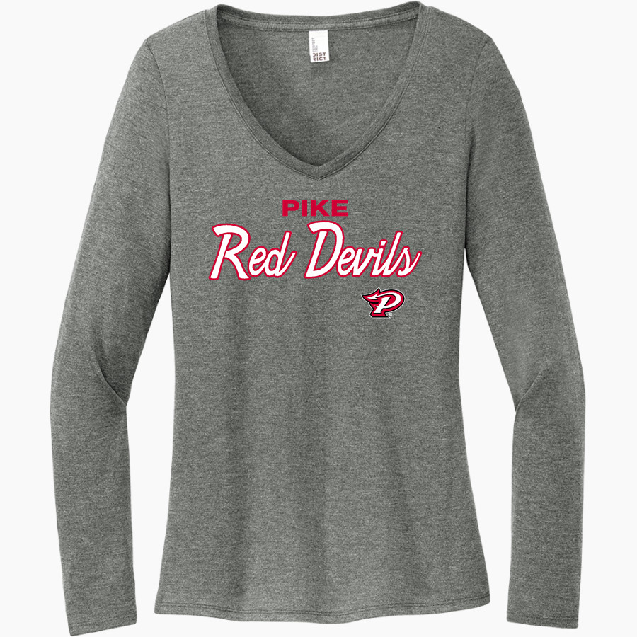 Pike Red Devils District Women's Perfect Tri Long Sleeve V-Neck T-Shirt