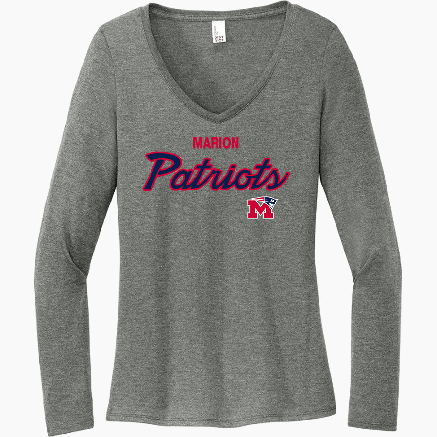 Marion Patriots <span class="pdp-name-mascot">Marion High School Patriots</span> District Women's Perfect Tri Long Sleeve V-Neck T-Shirt
