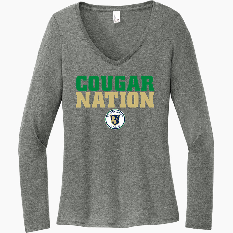 Corpus Christi Cougars District Women's Perfect Tri Long Sleeve V-Neck T-Shirt