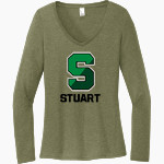 Stuart Tartans District Women's Perfect Tri Long Sleeve V-Neck T-Shirt Front Thumbnail