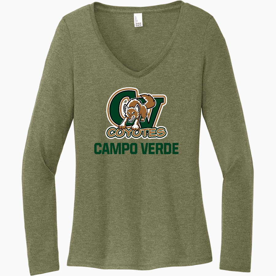 CAMPO VERDE HIGH SCHOOL COYOTES <span class="pdp-name-mascot">CAMPO VERDE COYOTES</span> District Women's Perfect Tri Long Sleeve V-Neck T-Shirt