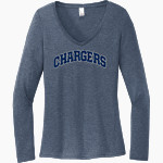 HIllsdale Chargers <span class="pdp-name-mascot">HIllsdale College Chargers</span> District Women's Perfect Tri Long Sleeve V-Neck T-Shirt Front Thumbnail