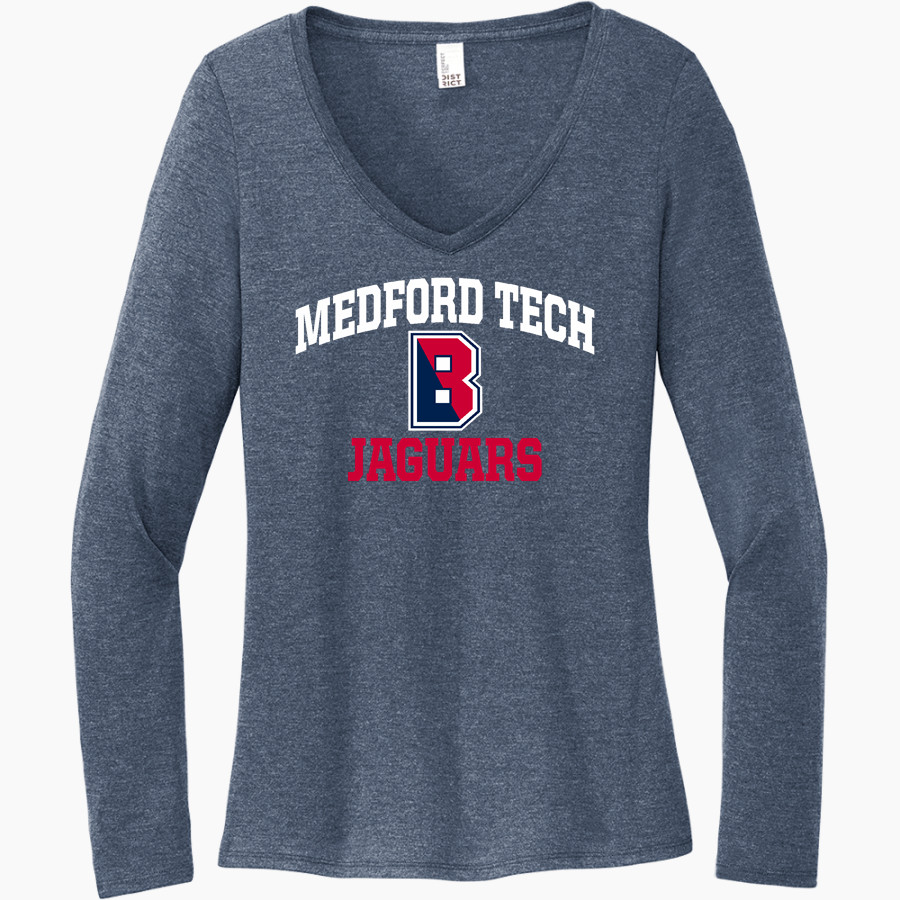 Medford Tech Jaguars District Women's Perfect Tri Long Sleeve V-Neck T-Shirt