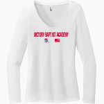 VICTORY BAPTIST ACADEMY PATRIOTS <span class="pdp-name-mascot">VICTORY BAPTIST ACADEMY PATRIOTS</span> District Women's Perfect Tri Long Sleeve V-Neck T-Shirt Front Thumbnail