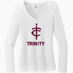 Trinity Warriors District Women's Perfect Tri Long Sleeve V-Neck T-Shirt Front Thumbnail