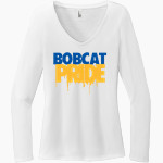 BACON ACADEMY BOBCATS District Women's Perfect Tri Long Sleeve V-Neck T-Shirt Front Thumbnail