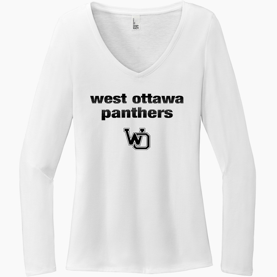 West Ottawa Panthers District Women's Perfect Tri Long Sleeve V-Neck T-Shirt
