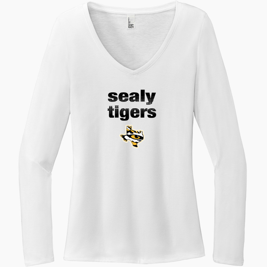 SEALY HIGH SCHOOL TIGERS District Women's Perfect Tri Long Sleeve V-Neck T-Shirt