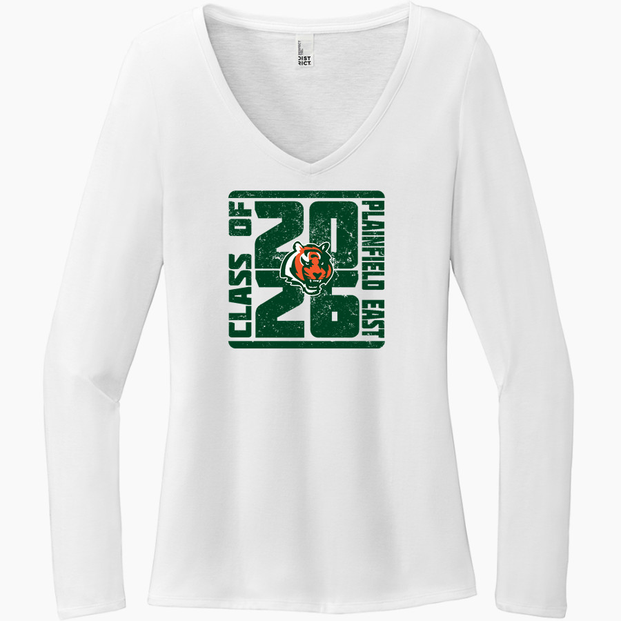 Plainfield East Bengals District Women's Perfect Tri Long Sleeve V-Neck T-Shirt