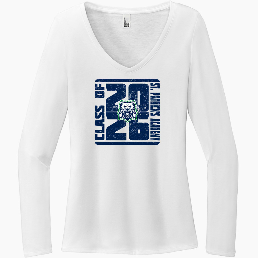 St. Patrick's Academy Wolfhounds <span class="pdp-name-mascot">Great Falls Central Catholic H S Mustangs</span> District Women's Perfect Tri Long Sleeve V-Neck T-Shirt