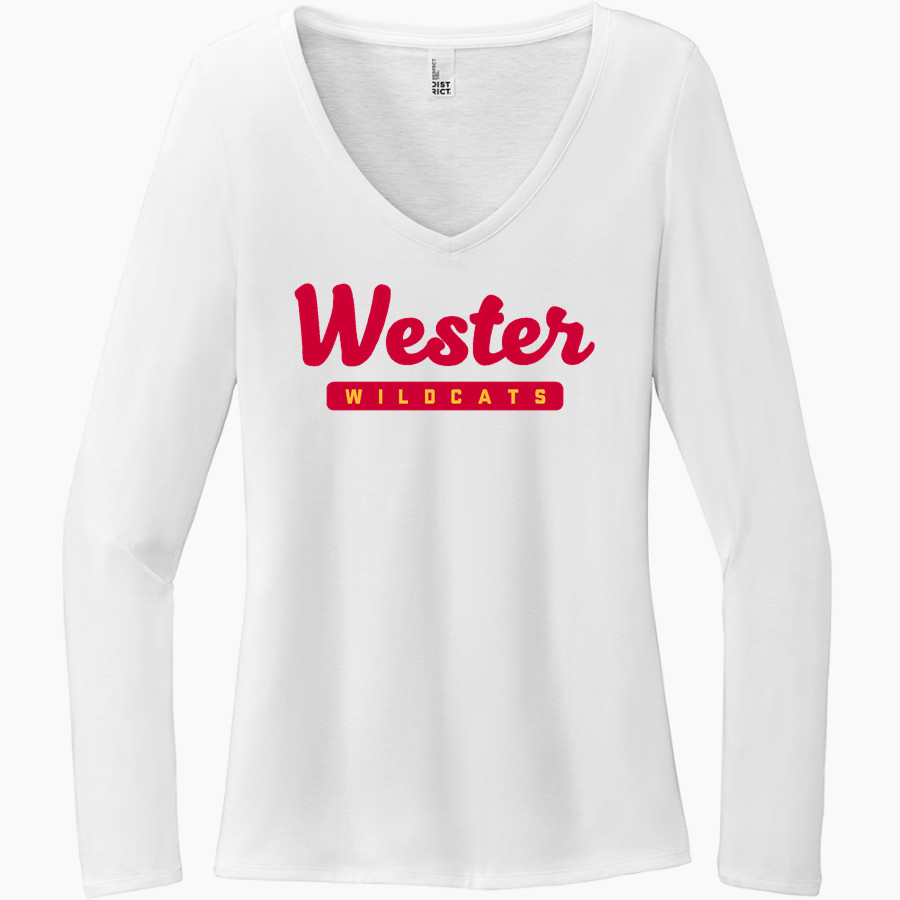 Wester Wildcats District Women's Perfect Tri Long Sleeve V-Neck T-Shirt
