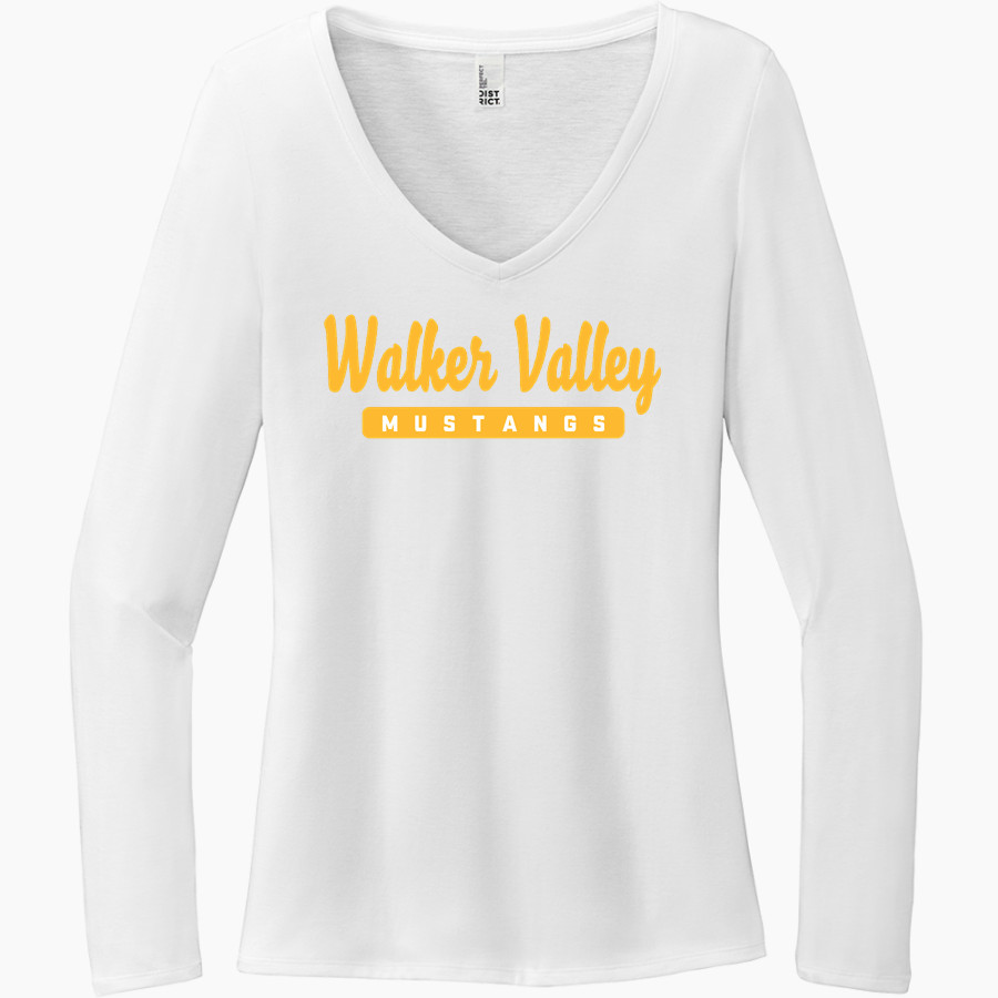 WALKER VALLEY HIGH SCHOOL MUSTANGS <span class="pdp-name-mascot">WALKER VALLEY MUSTANGS</span> District Women's Perfect Tri Long Sleeve V-Neck T-Shirt