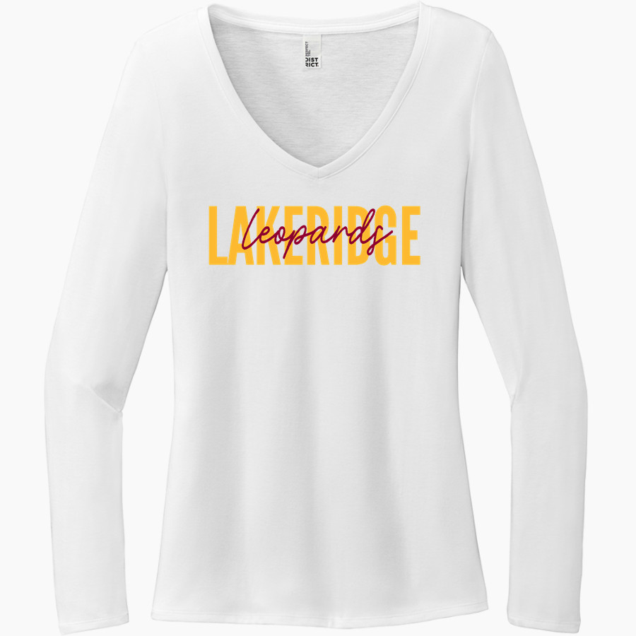 Lakeridge Leopards District Women's Perfect Tri Long Sleeve V-Neck T-Shirt