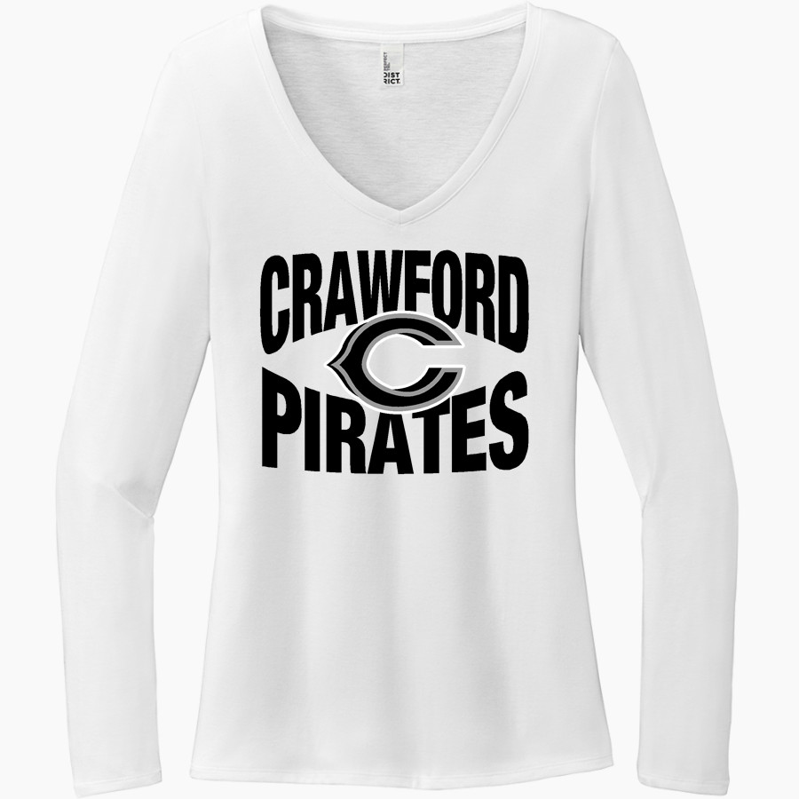 CRAWFORD HIGH SCHOOL PIRATES <span class="pdp-name-mascot">CRAWFORD PIRATES</span> District Women's Perfect Tri Long Sleeve V-Neck T-Shirt
