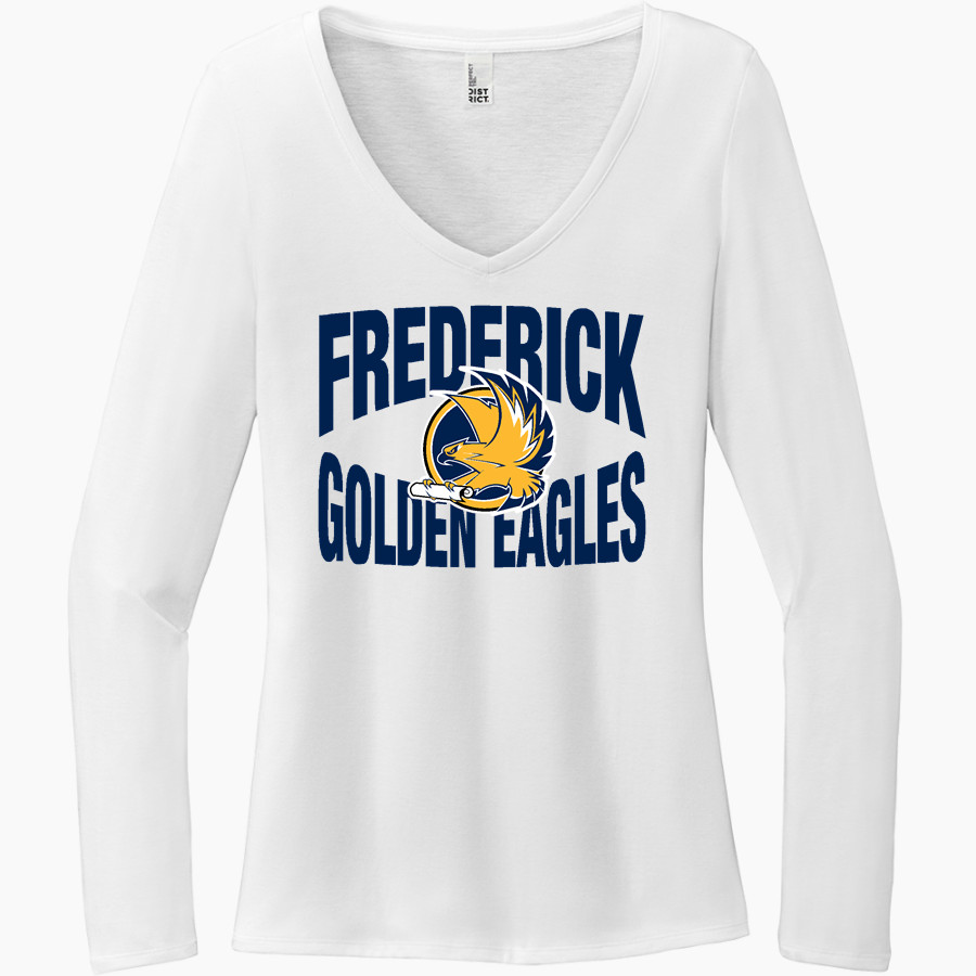 FREDERICK HIGH SCHOOL GOLDEN EAGLES <span class="pdp-name-mascot">FREDERICK GOLDEN EAGLES</span> District Women's Perfect Tri Long Sleeve V-Neck T-Shirt
