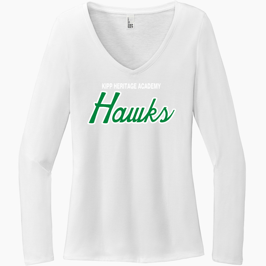 Kipp Heritage Academy Hawks <span class="pdp-name-mascot">Kipp Heritage Academy Hawks</span> District Women's Perfect Tri Long Sleeve V-Neck T-Shirt
