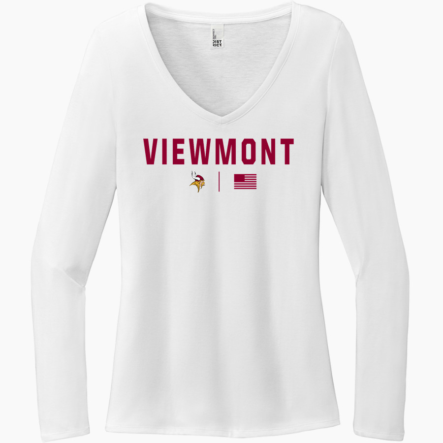VIEWMONT HIGH SCHOOL VIKINGS <span class="pdp-name-mascot">VIEWMONT VIKINGS</span> District Women's Perfect Tri Long Sleeve V-Neck T-Shirt