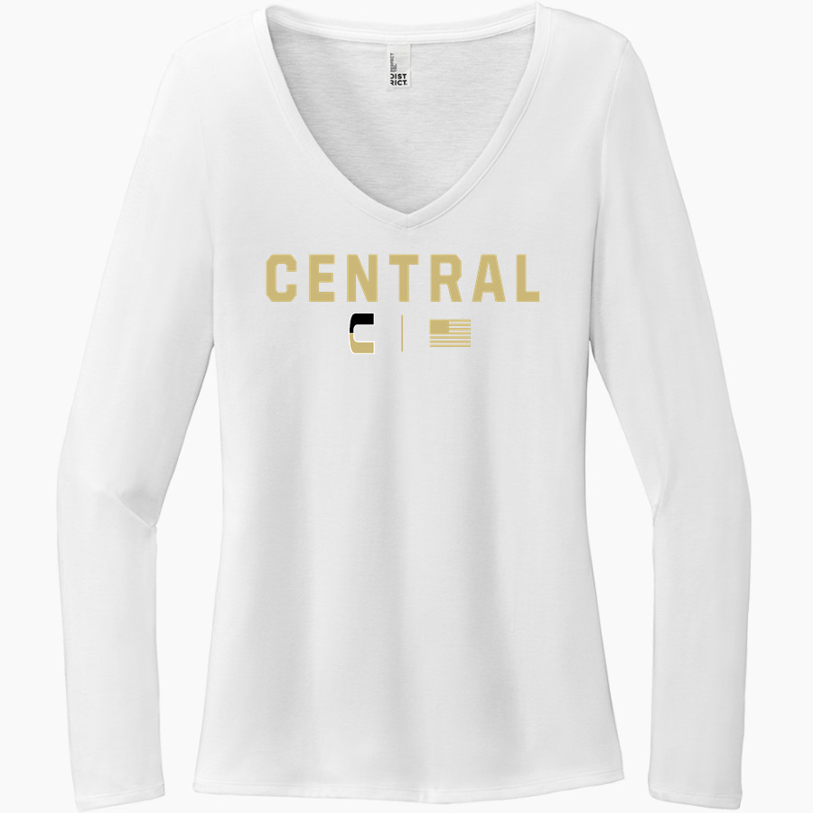 SPRINGFIELD CENTRAL HIGH SCHOOL GOLDEN EAGLES District Women's Perfect Tri Long Sleeve V-Neck T-Shirt