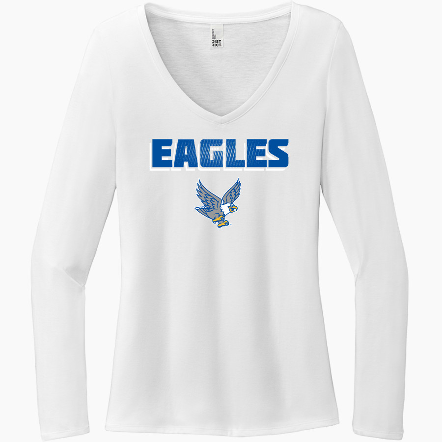 Eisenhower Elementary School Eagles <span class="pdp-name-mascot">Eisenhower Elementary School Eagles</span> District Women's Perfect Tri Long Sleeve V-Neck T-Shirt