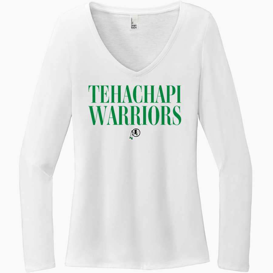TEHACHAPI HIGH SCHOOL WARRIORS <span class="pdp-name-mascot">TEHACHAPI WARRIORS</span> District Women's Perfect Tri Long Sleeve V-Neck T-Shirt