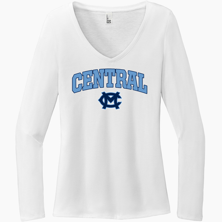 CENTRAL HIGH SCHOOL CHARGERS District Women's Perfect Tri Long Sleeve V-Neck T-Shirt