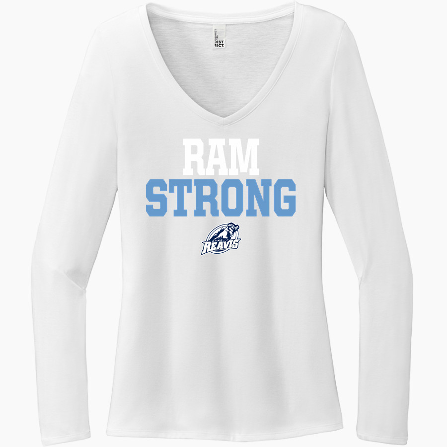 REAVIS HIGH SCHOOL RAMS District Women's Perfect Tri Long Sleeve V-Neck T-Shirt