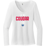 CROW HIGH SCHOOL Cougars Online Store <span class="pdp-name-mascot">CROW COUGARS</span> District Women's Perfect Tri Long Sleeve V-Neck T-Shirt Front Thumbnail