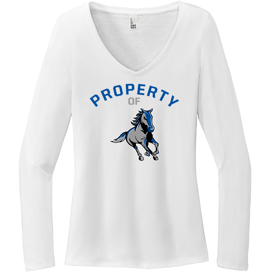 Springfield Mustangs official sideline store <span class="pdp-name-mascot">Springfield Middle School Mustangs</span> District Women's Perfect Tri Long Sleeve V-Neck T-Shirt