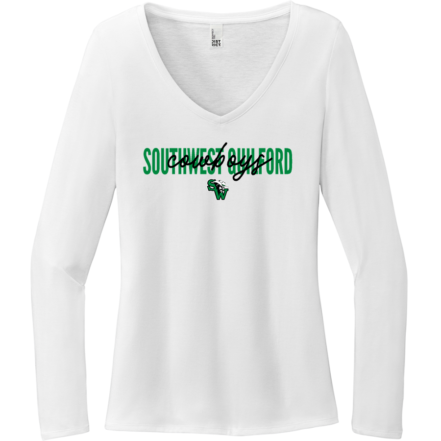 SOUTHWEST GUILFORD HIGH SCHOOL COWBOYS <span class="pdp-name-mascot">SOUTHWEST GUILFORD COWBOYS</span> District Women's Perfect Tri Long Sleeve V-Neck T-Shirt
