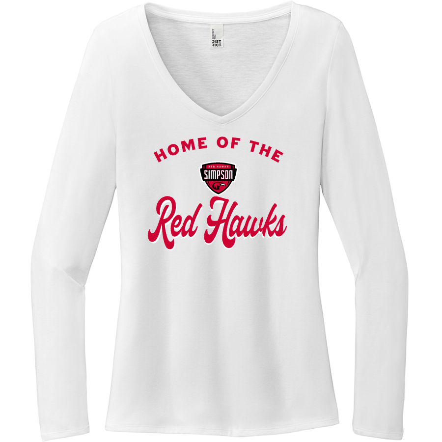 Simpson University Red Hawks <span class="pdp-name-mascot">Simpson Red Hawks</span> District Women's Perfect Tri Long Sleeve V-Neck T-Shirt
