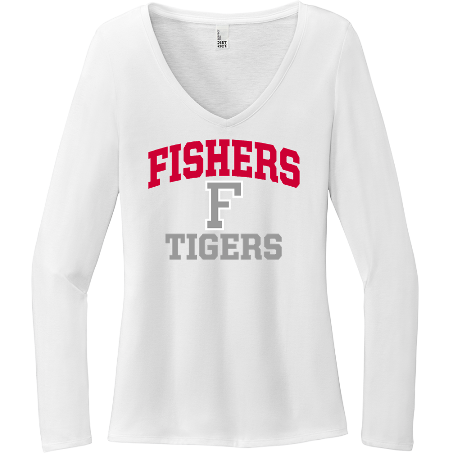 FISHERS HIGH SCHOOL TIGERS <span class="pdp-name-mascot">FISHERS TIGERS</span> District Women's Perfect Tri Long Sleeve V-Neck T-Shirt