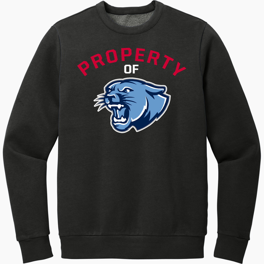 CROW HIGH SCHOOL Cougars Online Store <span class="pdp-name-mascot">CROW COUGARS</span> District Men's Vintage Wash Fleece Crewneck Sweatshirt