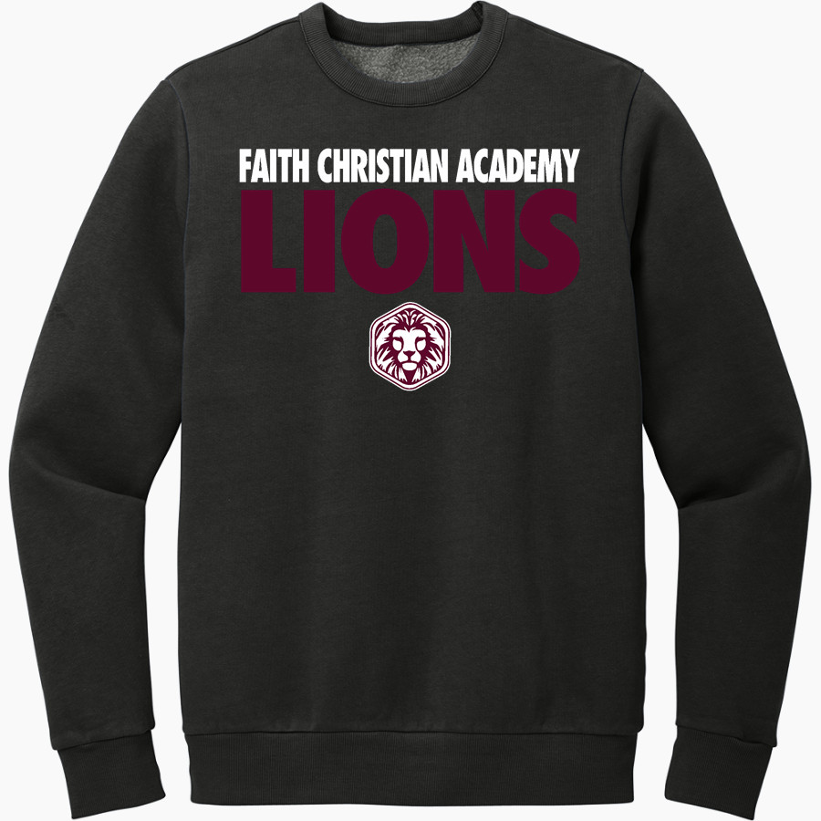 FAITH CHRISTIAN ACADEMY LIONS <span class="pdp-name-mascot">FAITH LIONS</span> District Men's Vintage Wash Fleece Crewneck Sweatshirt