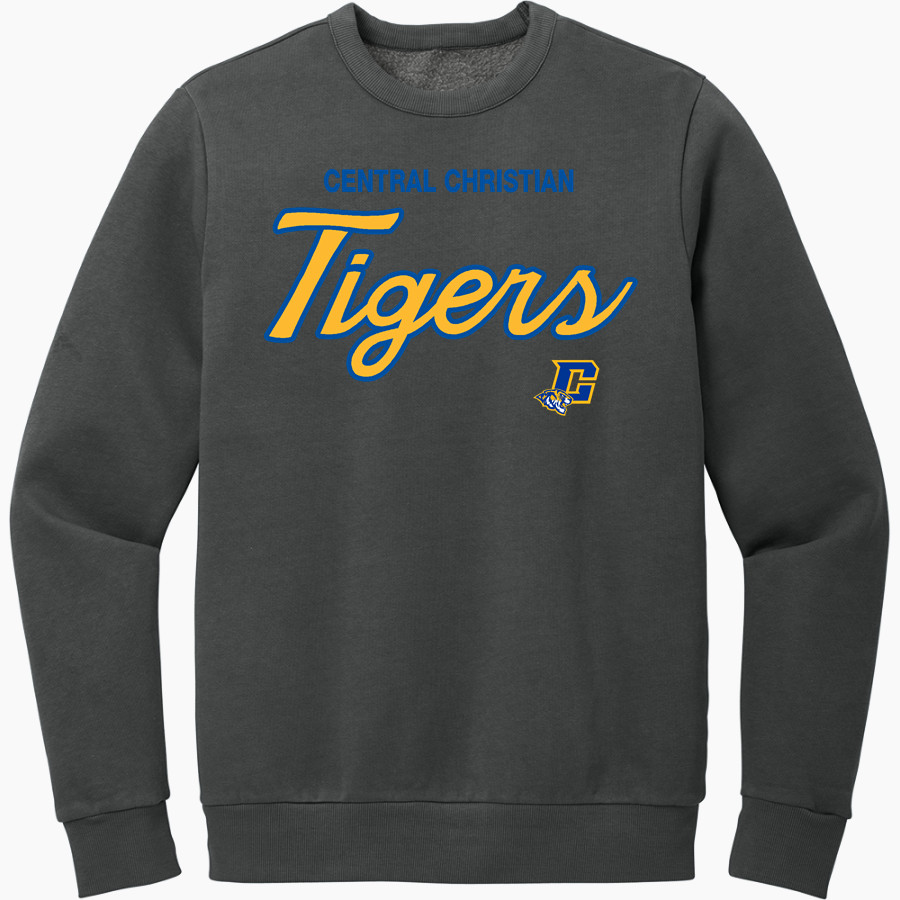 Central Christian Tigers District Men's Vintage Wash Fleece Crewneck Sweatshirt