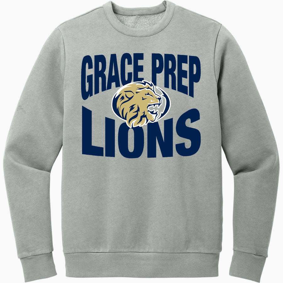 GRACE PREP ACADEMY LIONS <span class="pdp-name-mascot">GRACE LIONS</span> District Men's Vintage Wash Fleece Crewneck Sweatshirt