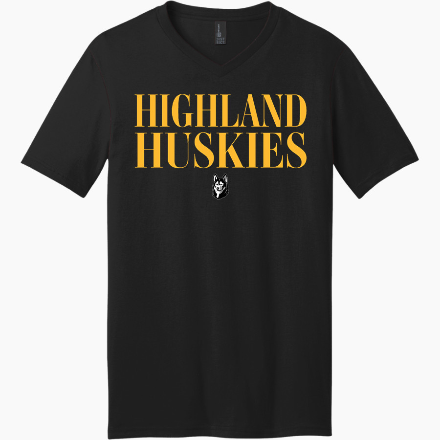 HIGHLAND HIGH SCHOOL HUSKIES District Men's Very Important V-Neck Short Sleeve Tee
